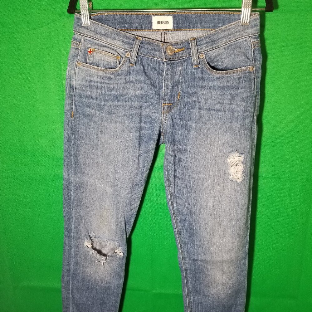 Hudson Womens Sz 25 Distressed Crop Krista Super Skinny Jeans Retro Cottage City